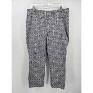 Roz & Ali Women's Geometric Print Pull On Cropped Pants Size 16 Career Casual